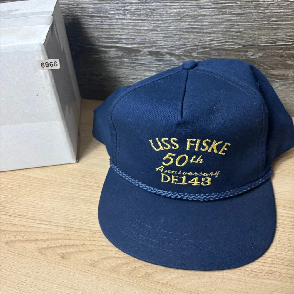 Vintage USS Fiske Hat‎ Cap Snap Back Blue DE143 Adjustable